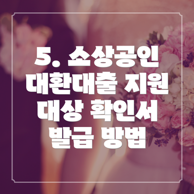 5. 소상공인 대환대출 지원 대상 확인서 발급 방법