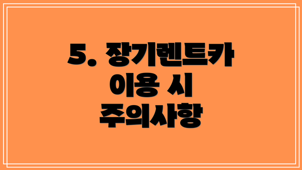 5. 장기렌트카 이용 시 주의사항