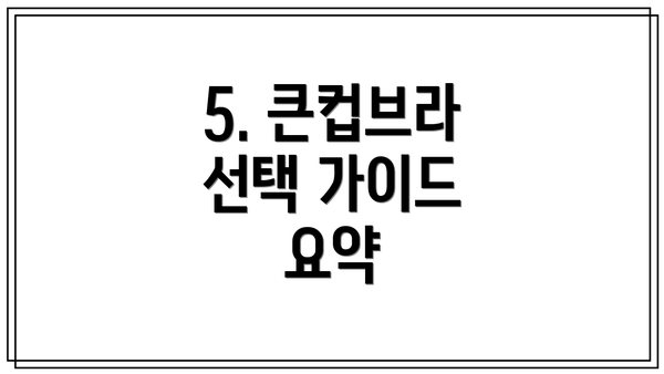 5. 큰컵브라 선택 가이드 요약