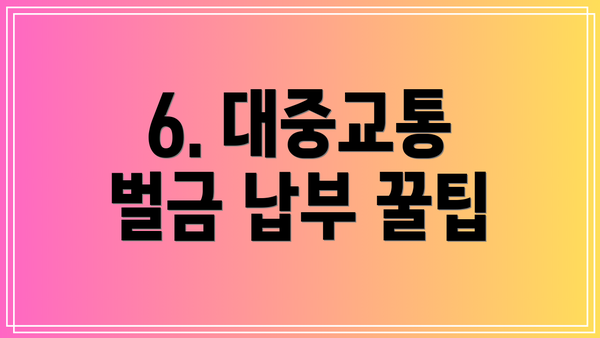 6. 대중교통 벌금 납부 꿀팁