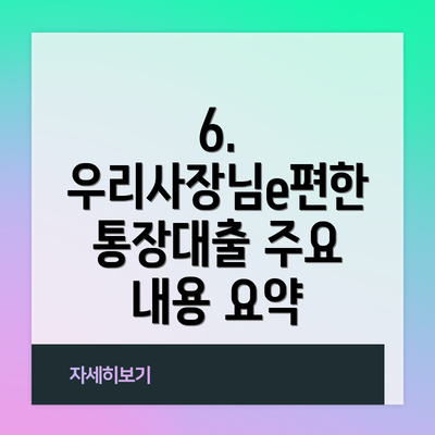 6. 우리사장님e편한 통장대출 주요 내용 요약