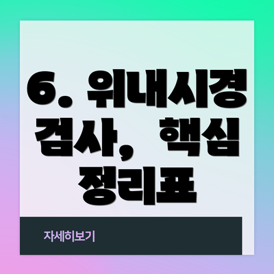 6. 위내시경 검사,  핵심 정리표