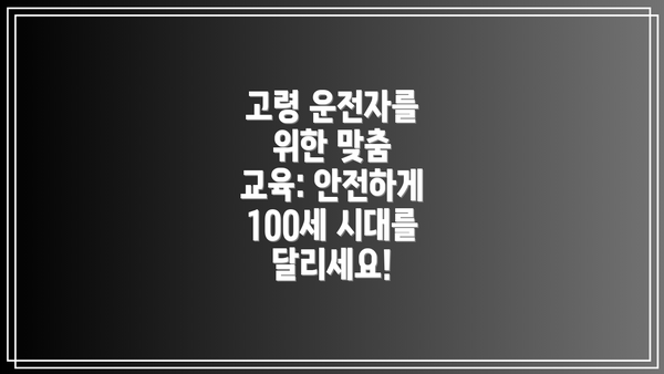 고령 운전자를 위한 맞춤 교육: 안전하게 100세 시대를 달리세요!