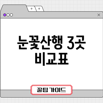 눈꽃산행 3곳 비교표