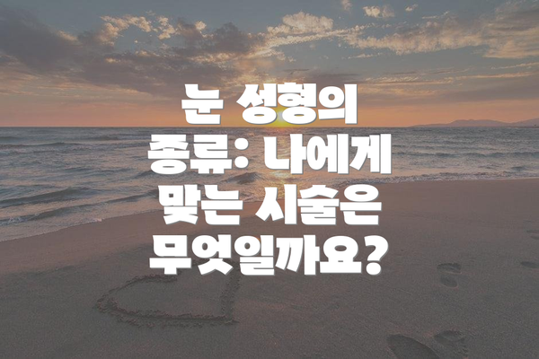눈 성형의 종류: 나에게 맞는 시술은 무엇일까요?