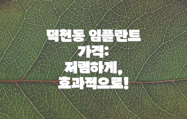 덕천동 임플란트 가격: 저렴하게, 효과적으로!