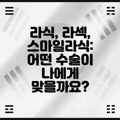 라식, 라섹, 스마일라식: 어떤 수술이 나에게 맞을까요?