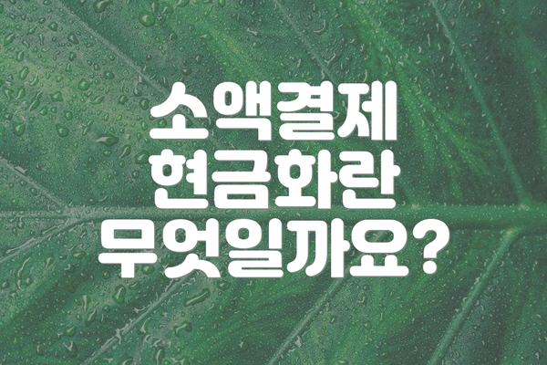 소액결제 현금화란 무엇일까요?
