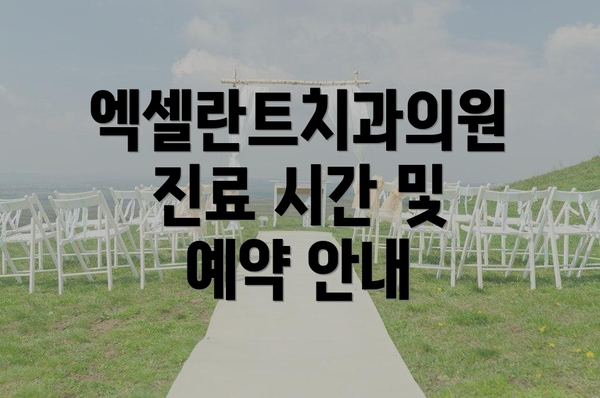 엑셀란트치과의원 진료 시간 및 예약 안내