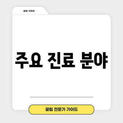 주요 진료 분야