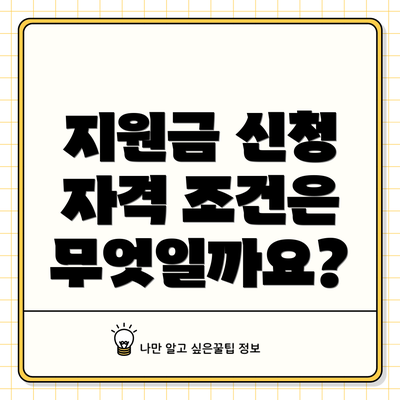 지원금 신청 자격 조건은 무엇일까요?