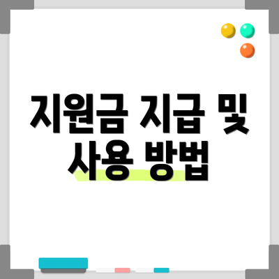 지원금 지급 및 사용 방법