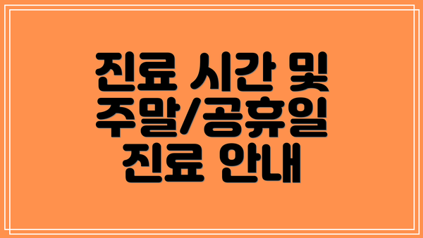 진료 시간 및 주말/공휴일 진료 안내