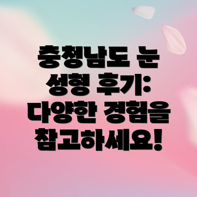 충청남도 눈 성형 후기:  다양한 경험을 참고하세요!
