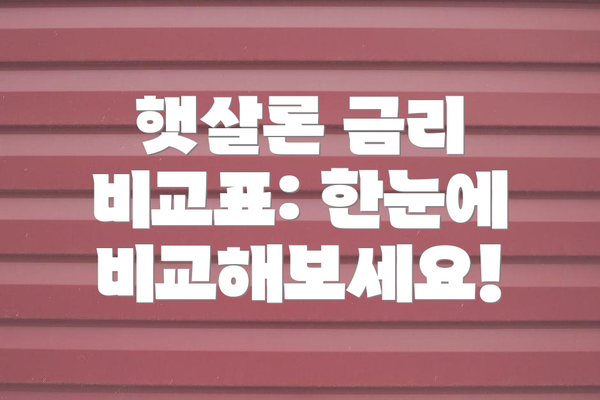 햇살론 금리 비교표: 한눈에 비교해보세요!