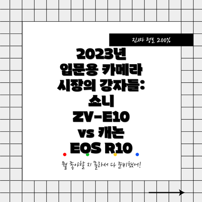2023년 입문용 카메라 시장의 강자들: 소니 ZV-E10 vs 캐논 EOS R10