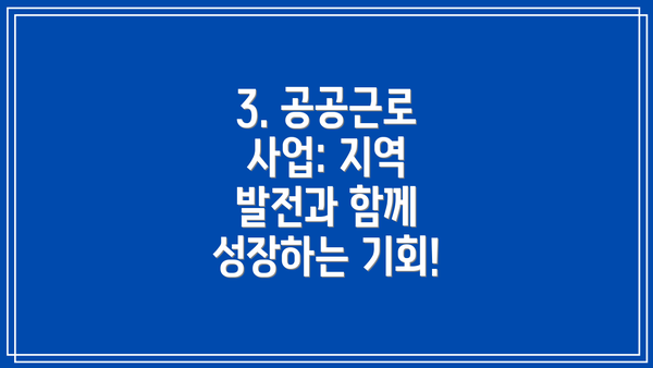 3. 공공근로 사업: 지역 발전과 함께 성장하는 기회!