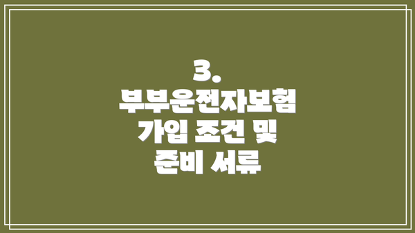 3. 부부운전자보험 가입 조건 및 준비 서류