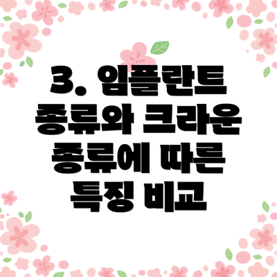 3. 임플란트 종류와 크라운 종류에 따른 특징 비교