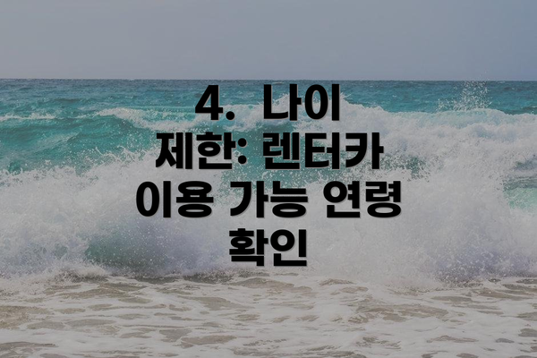 4.  나이 제한: 렌터카 이용 가능 연령 확인