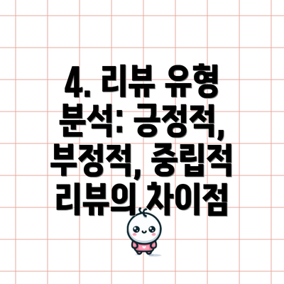 4. 리뷰 유형 분석: 긍정적, 부정적, 중립적 리뷰의 차이점