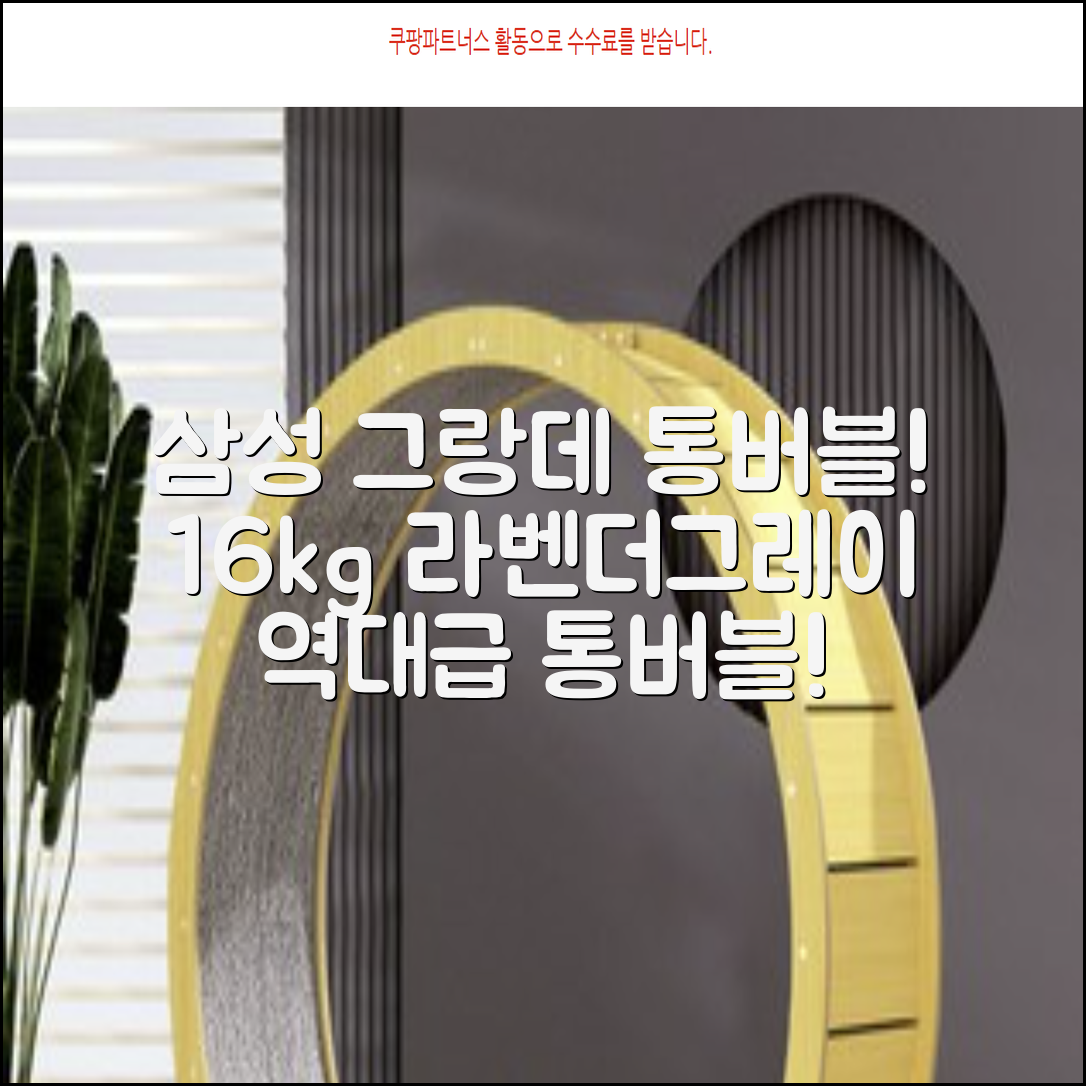 삼성전자 그랑데 통버블 세탁기 WA16CG6441BY 16kg 방문설치, 라벤더그레이 추천 리뷰