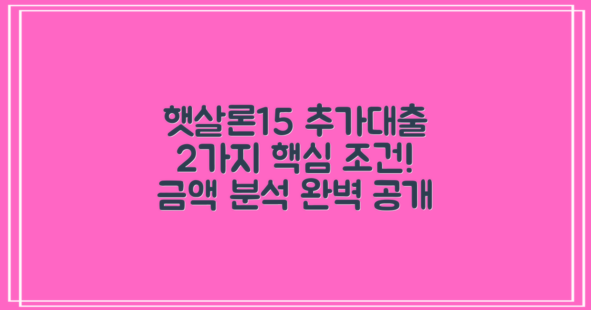 햇살론15 추가대출, 2가지 핵심 조건과 금액 상세 분석